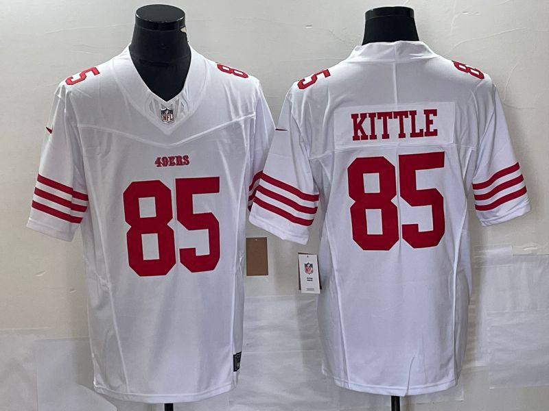 Men San Francisco 49ers 85 Kittle White 2023 Nike Vapor Limited NFL Jersey style 2